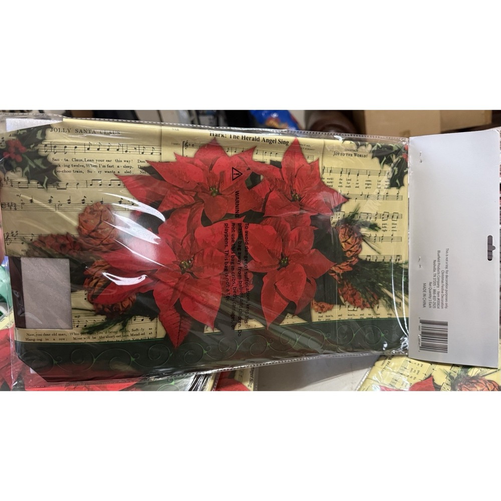 Holiday Village Magnetic Mailbox Cover Christmas Poinsettia Sheet Music Decor - Picture 4 of 4